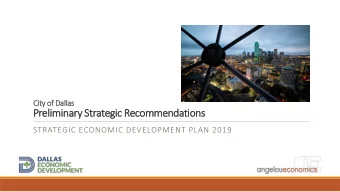 Preliminary Strategic Recommendations  STRATEGIC ECONOMIC DEVELOPMENT PLAN 2019  Thank You  AE