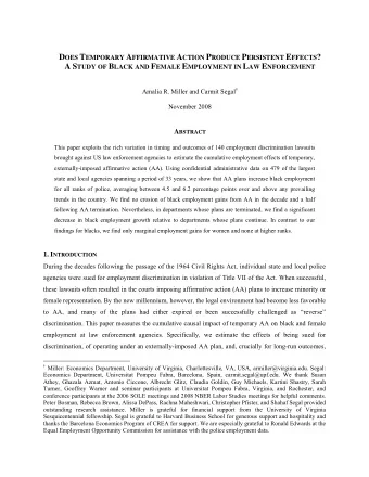 D OES T EMPORARY A FFIRMATIVE A CTION P RODUCE P ERSISTENT E FFECTS ? A S TUDY OF B LACK AND F
