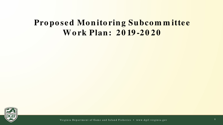 proposed monitoring subcom m ittee work plan 20 19 20 20