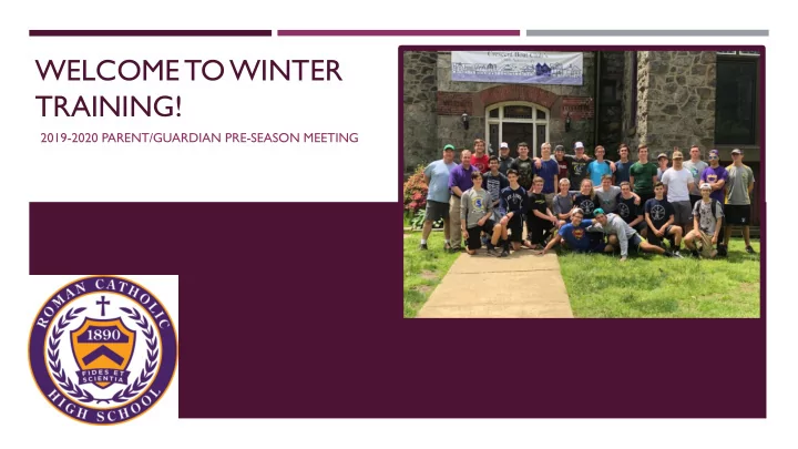 welcome to winter training