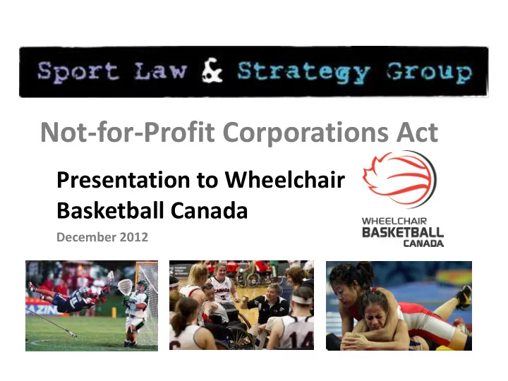 not for profit corporations act