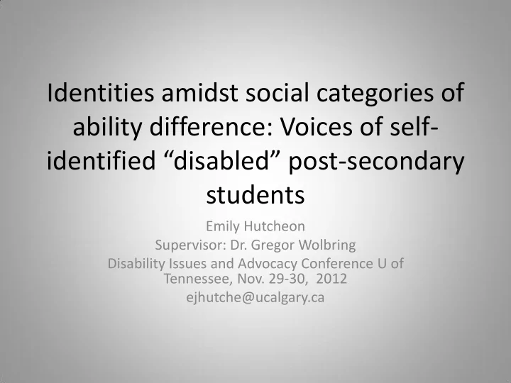 identities amidst social categories of