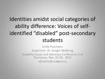 Identities amidst social categories of  ability difference: Voices of self- identified