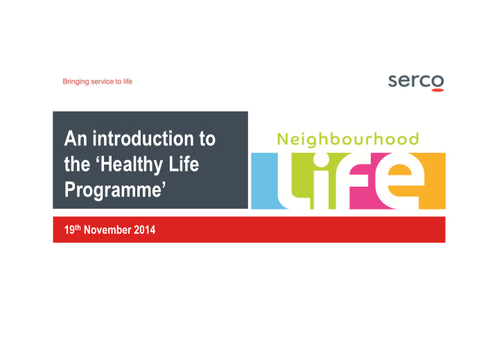 an introduction to the healthy life programme