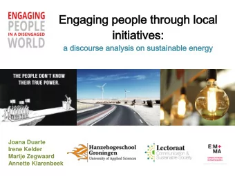 Engaging  gaging people  ople th  through  ough local  cal  initiatives  itiatives:  :  a dis