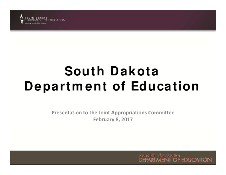 south dakota departm ent of education
