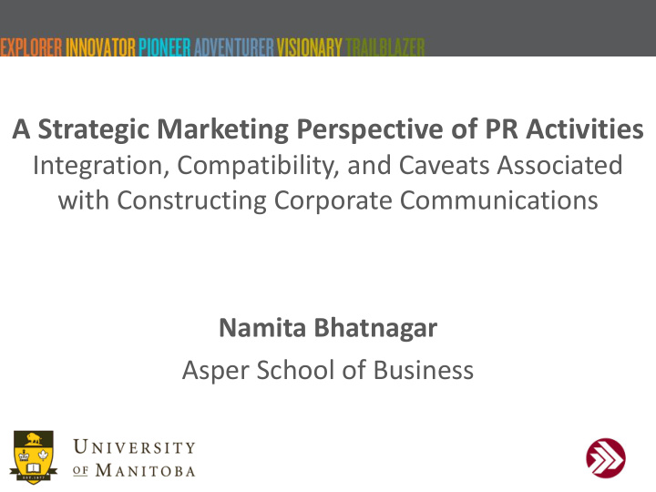 a strategic marketing perspective of pr activities