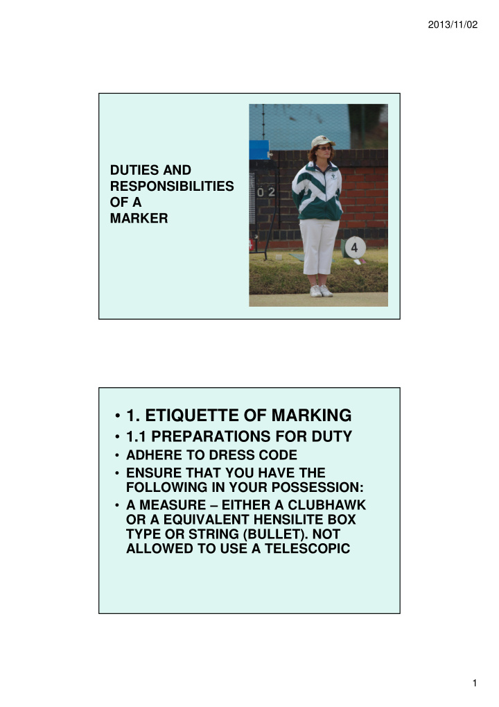1 etiquette of marking