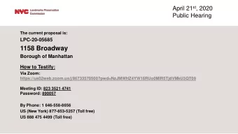 1158 Broadway  Borough of Manhattan  How to Testify:  Via Zoom: