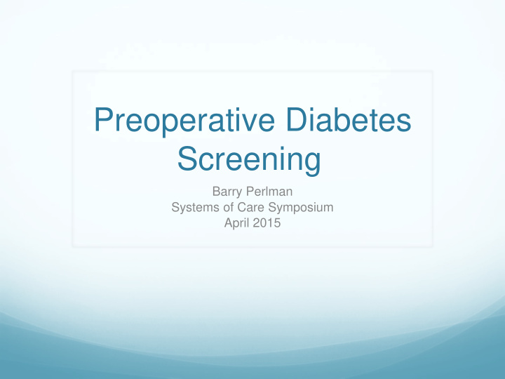 preoperative diabetes screening