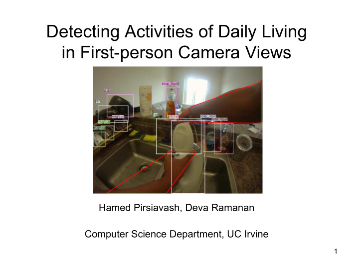 detecting activities of daily living in first person