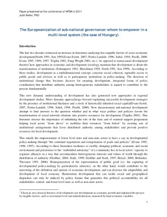 The Europeanization of sub-national governance: whom to empower in a  multi-level system (the case