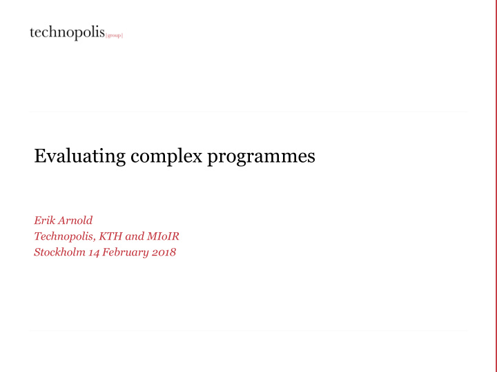 evaluating complex programmes
