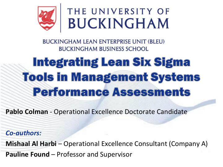 pablo colman operational excellence doctorate candidate