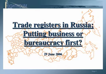 Trade registers in Russia;  Trade registers in Russia;  Putting business or  Putting business or