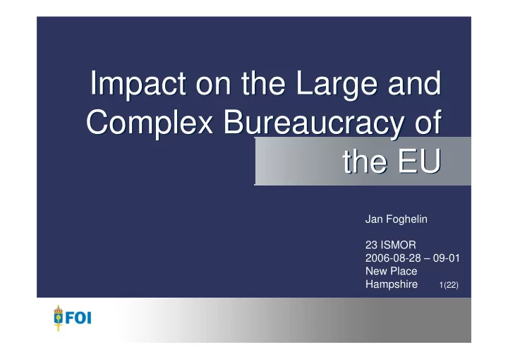 impact on the large and impact on the large and complex