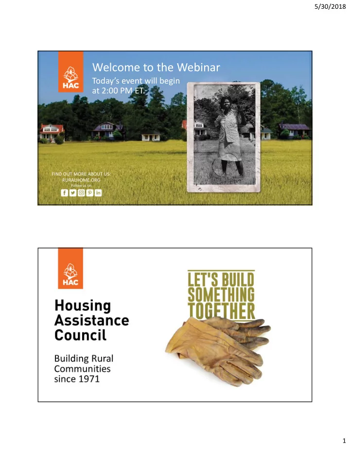 welcome to the webinar
