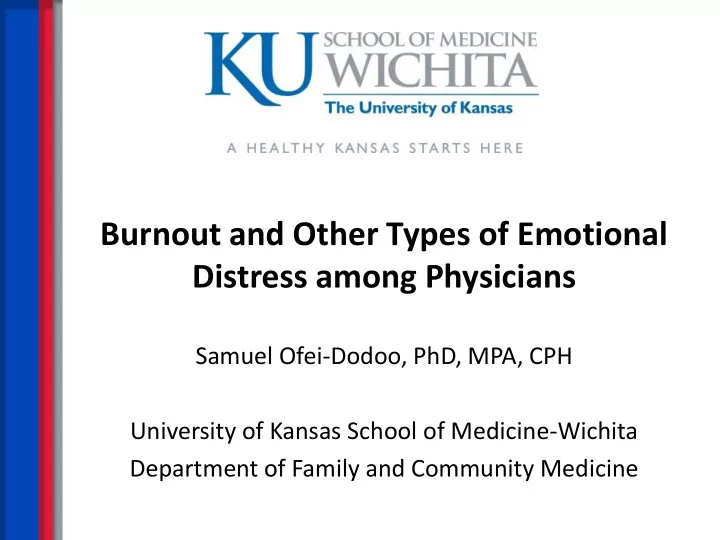 burnout and other types of emotional distress among