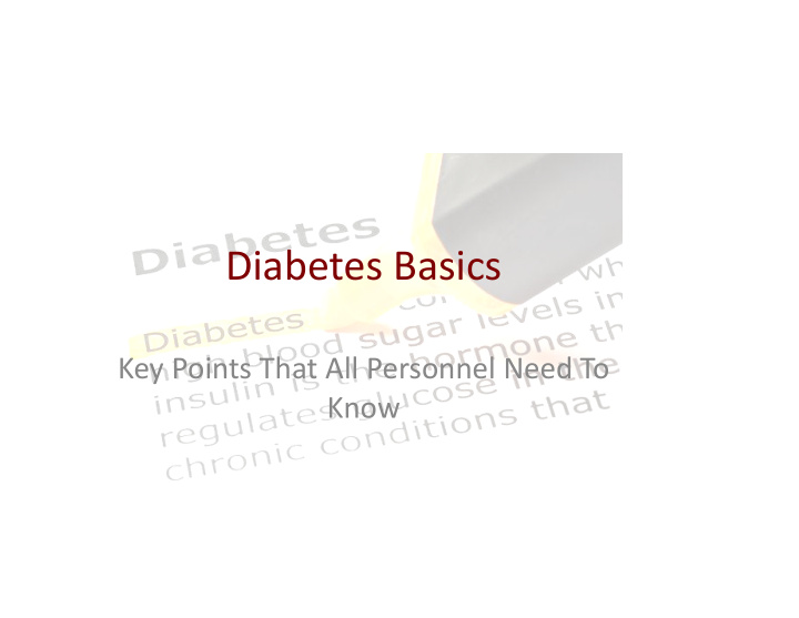 diabetes basics