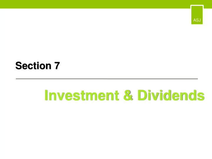 investment dividends investment in associated company 1