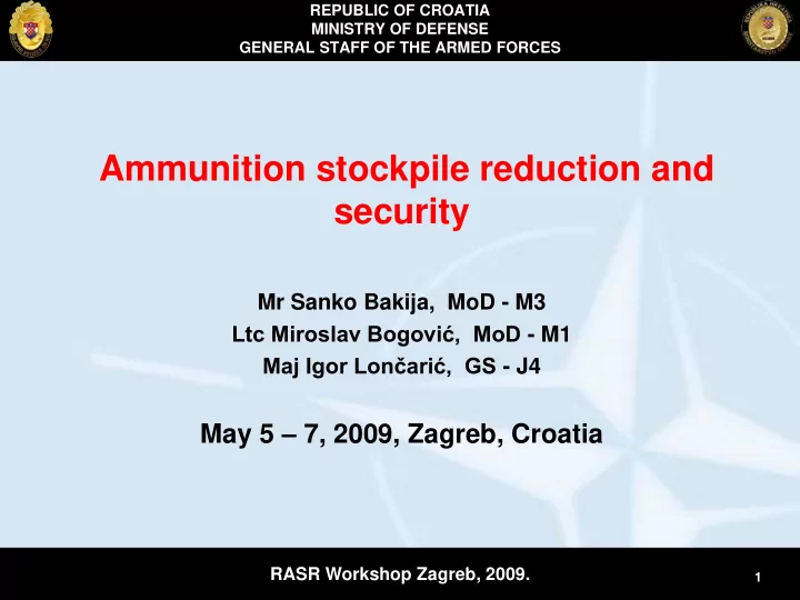 ammunition stockpile reduction and