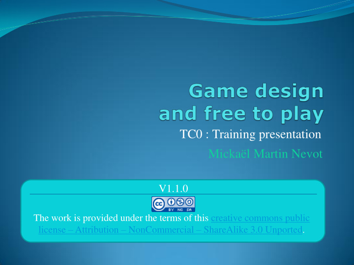 tc0 training presentation micka l martin nevot