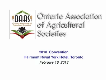 2018  Convention Fairmont Royal York Hotel, Toronto February 16, 2018 Soft Target Hardening