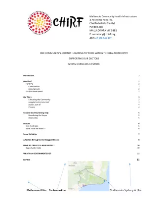 11 REPRISE Melbourne 6 Hrs    Canberra 4 Hrs  Mallacoota Sydney 6 Hrs  Introduction  Once upon a