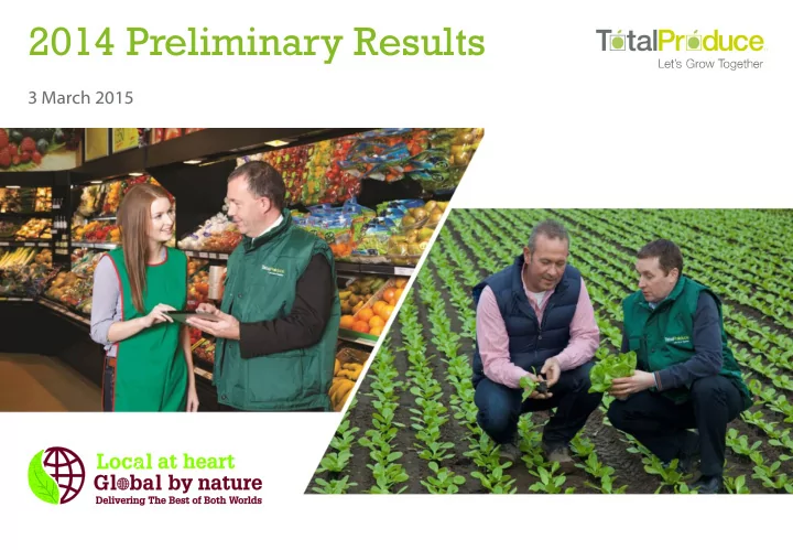 2014 preliminary results