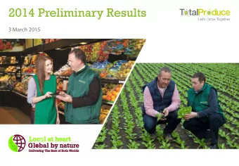 2014 Preliminary Results  3 March 2015  Forward-Looking Statement  Any forward-looking statements