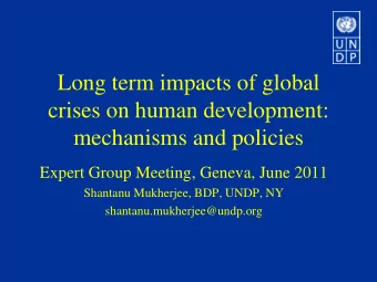 Long term impacts of global  crises on human development:  mechanisms and policies  Expert Group
