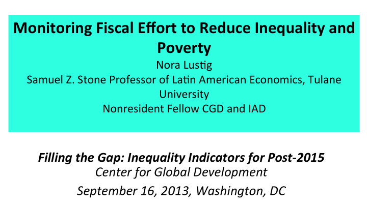 monitoring fiscal effort to reduce inequality and poverty