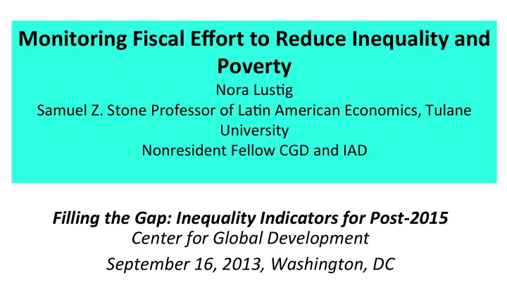 monitoring fiscal effort to reduce inequality and poverty