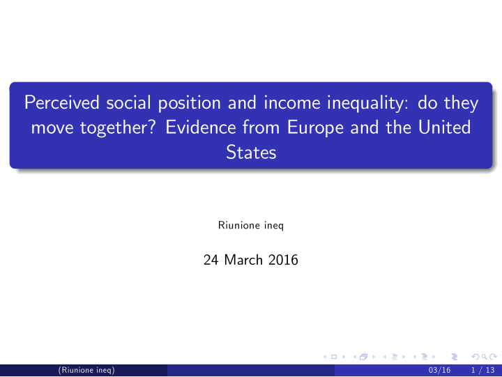 perceived social position and income inequality do they