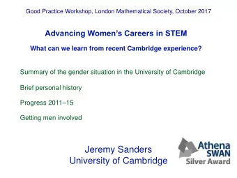 University of Cambridge  University of Cambridge  The leaky pipeline  University of Cambridge  The