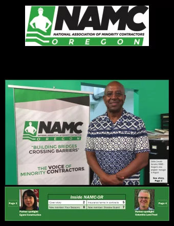 NAMC-Oregon introduces new  Program Manager Eddie Lincoln  Eddie Lincoln  became NAMC-  Oregons