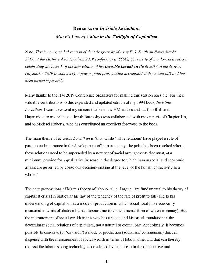 remarks on invisible leviathan marx s law of value in the