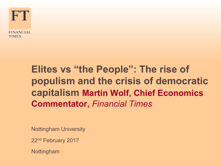 elites vs the people the rise of populism and the crisis