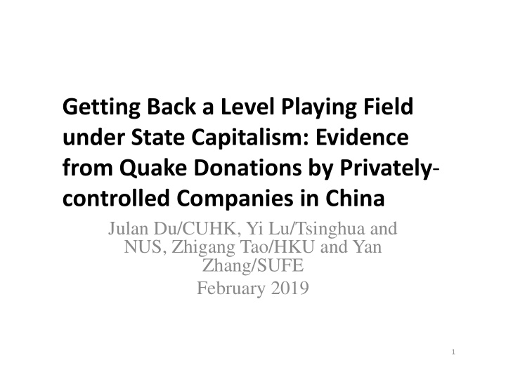 getting back a level playing field under state capitalism