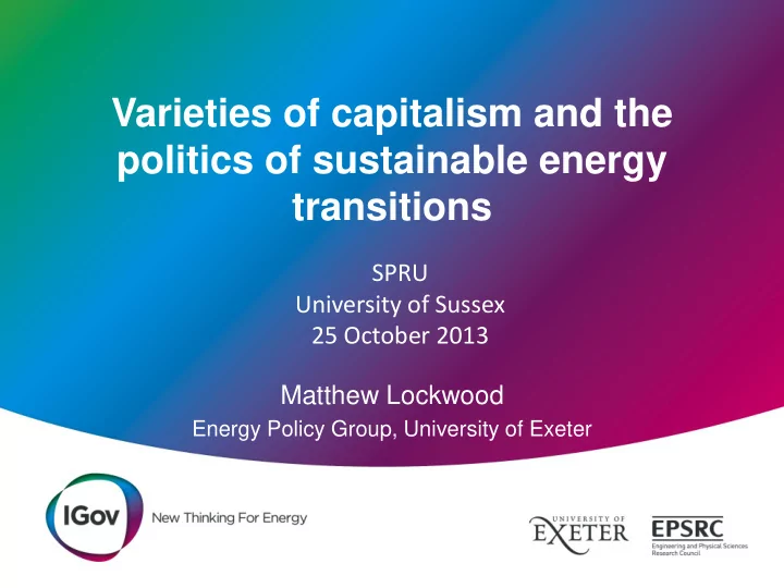 varieties of capitalism and the