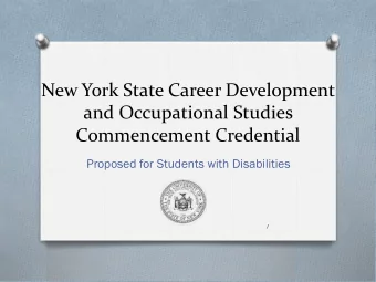 New York State Career Development  and Occupational Studies  Commencement Credential  Proposed for