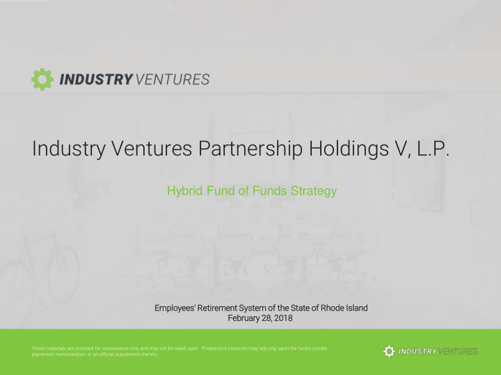 industry ventures partnership holdings v l p