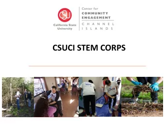 CSUCI STEM CORPS  Building a Culture  of Service  Academic Service-Learning  Applying course