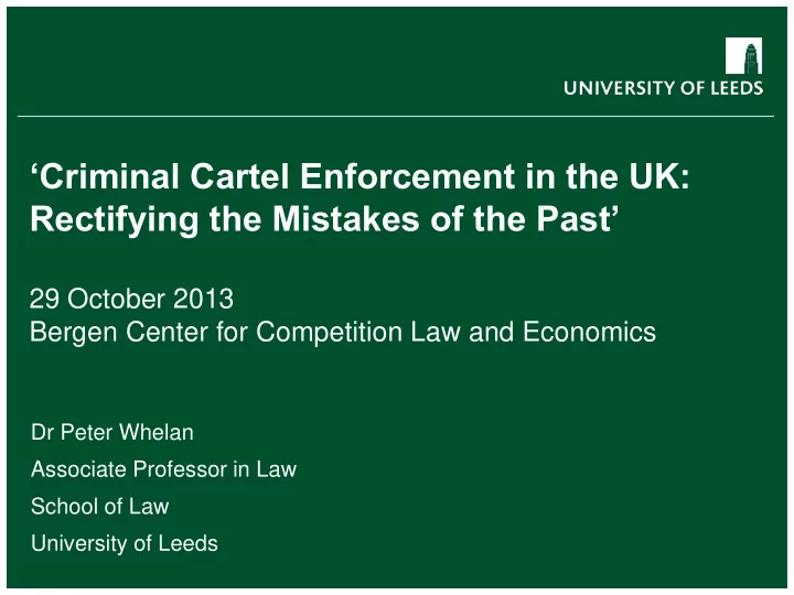 criminal cartel enforcement in the uk