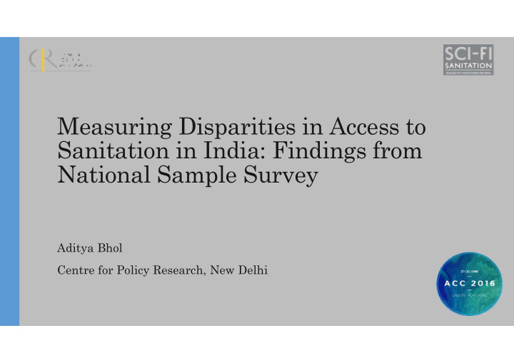 measuring disparities in access to sanitation in india