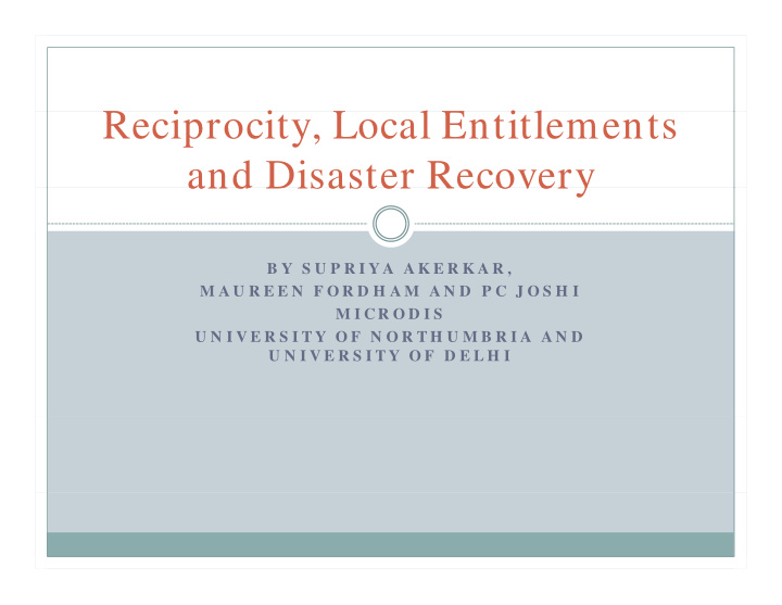 r reciprocity local entitlements i i l l e i l and