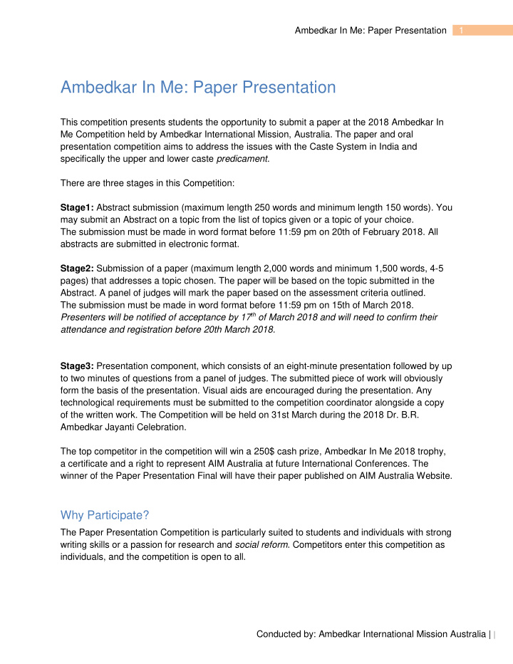 ambedkar in me paper presentation