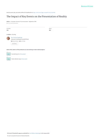 The Impact of Key Events on the Presentation of Reality Article in European Journal of