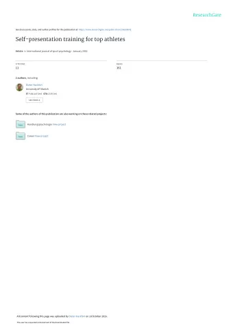 Self-presentation training for top athletes Article in International journal of sport psychology