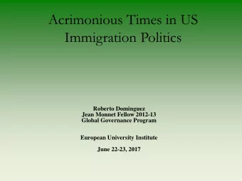 Roberto Dominguez  Jean Monnet Fellow 2012-13  Global Governance Program  European University